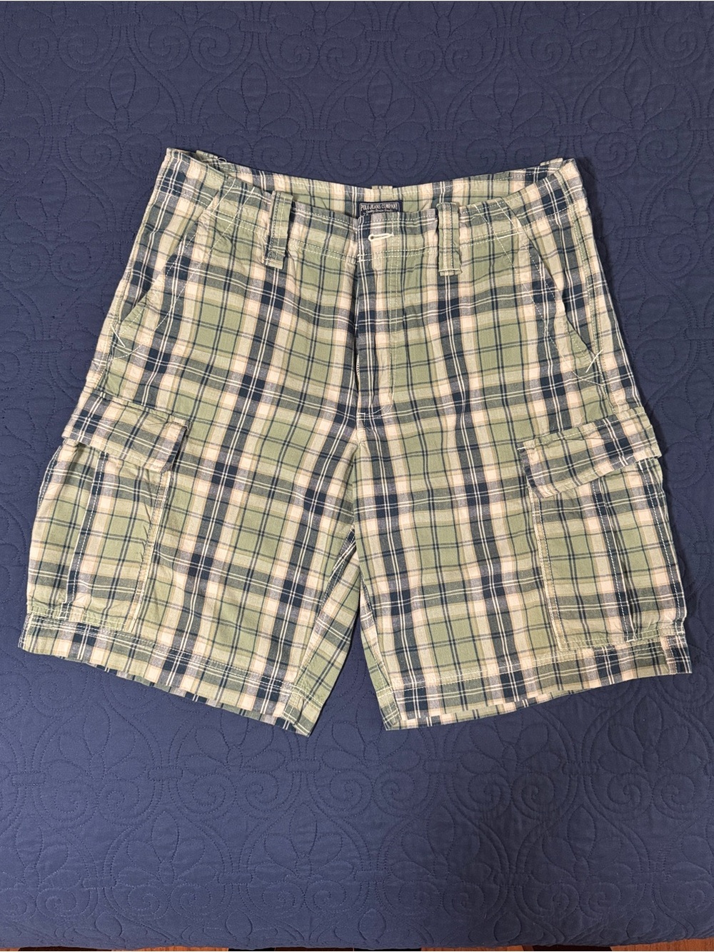 Polo by Ralph Lauren Green and Navy Plaid Cargo Shorts